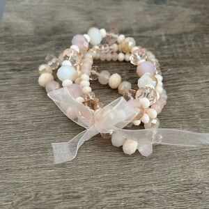 🧡5/$25🧡Elegant Beaded Bracelet Set with Ribbon